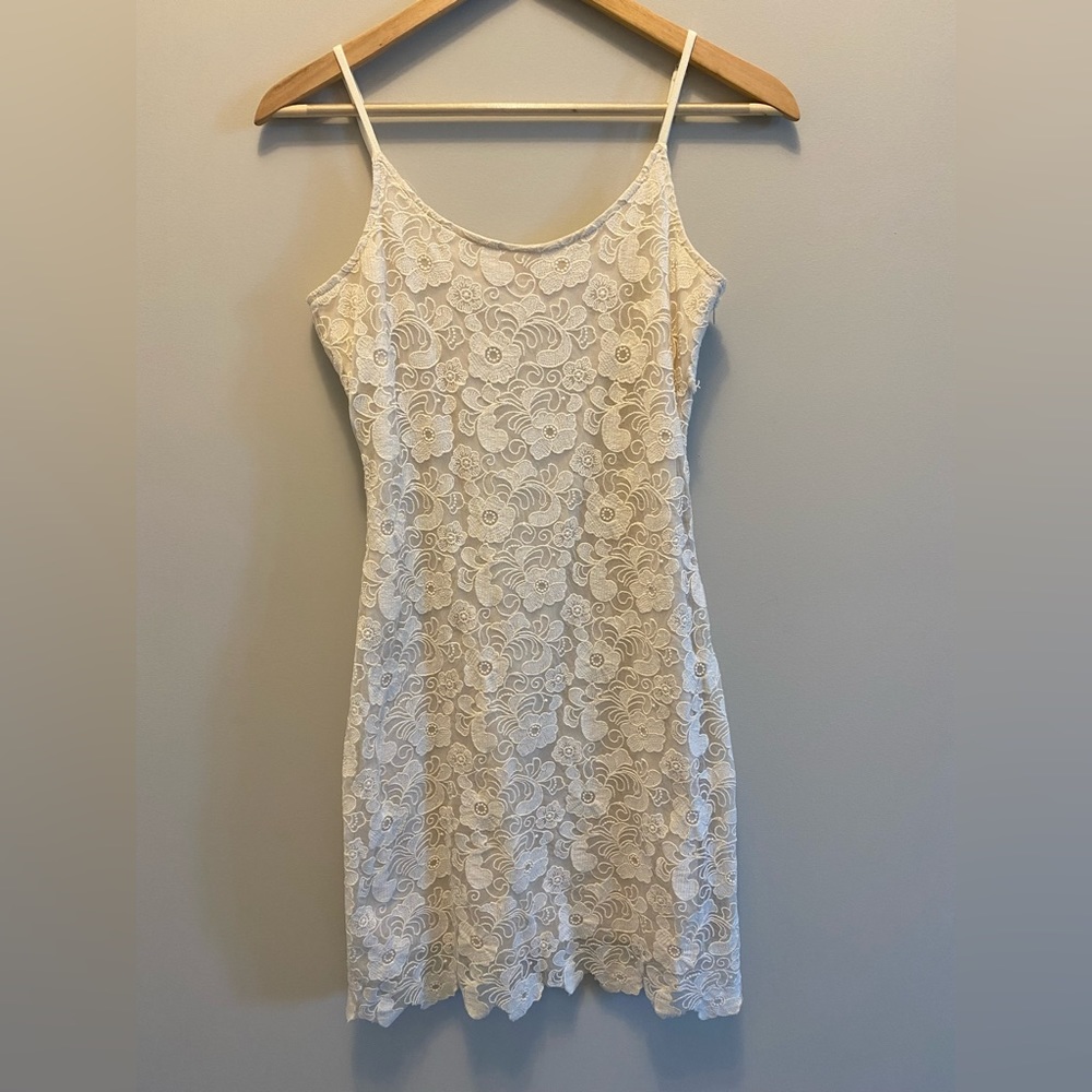 En Crème Cream Lace Slip Dress
